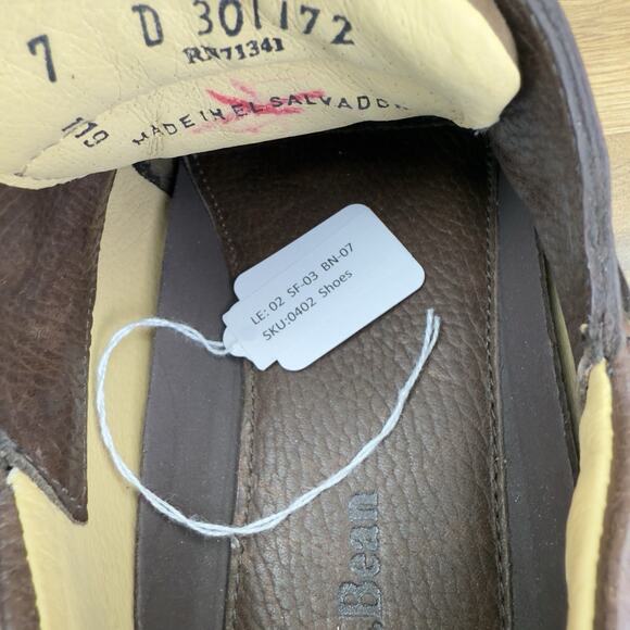 LL Bean Allagash Bison Handsewn Loafers Brown Leather Moccasins Mens Size 7D - Picture 6 of 7